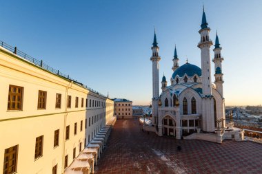 Kazan Kremlin, günbatımı ışınlarının Kul-ı Şerif Camii.
