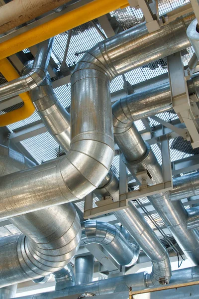 Equipment, cables and piping at modern industrial power plant