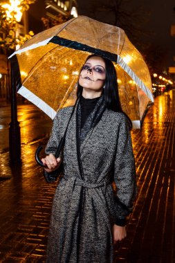 genç kız iskeletin makyajlı. Cadılar Bayramı