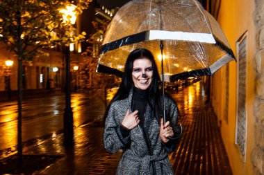 genç kız iskeletin makyajlı. Cadılar Bayramı