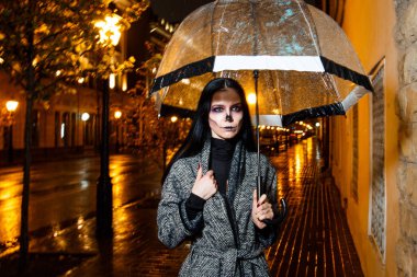 genç kız iskeletin makyajlı. Cadılar Bayramı