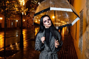 genç kız iskeletin makyajlı. Cadılar Bayramı