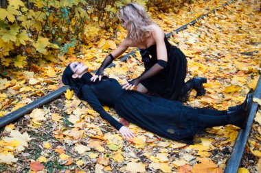 güzel bir genç oyuncu portresi. Hallowen