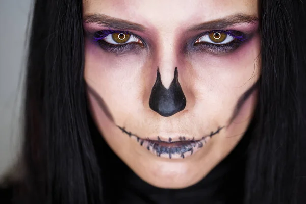 Beautiful woman with make-up skeleton — Stock Photo, Image