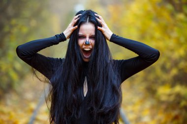 woman monster. Creative dark makeup, conceptual idea for Halloween. clipart