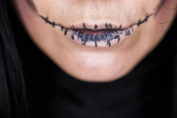 Szexi ajkak, nyelv, ki. Halloween — Stock Fotó