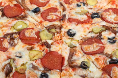 lezzetli İtalya gıda. Pizza bacground kapatın. Fotoğraf menüsü