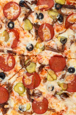 lezzetli İtalya gıda. Pizza bacground kapatın. Fotoğraf menüsü