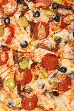 lezzetli İtalya gıda. Pizza bacground kapatın. Fotoğraf menüsü