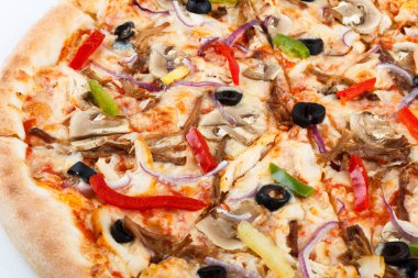 lezzetli İtalya gıda. Pizza bacground kapatın. Fotoğraf menüsü