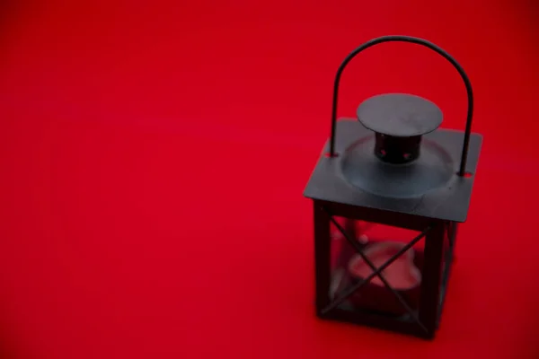 Kerosene Lamp Red Background — Stock Photo, Image