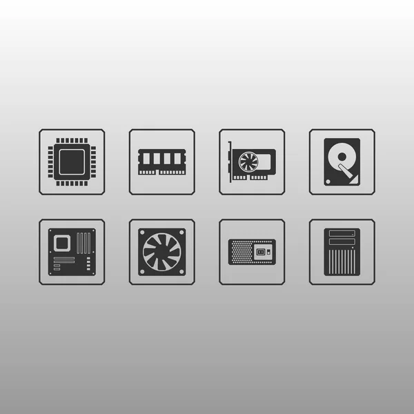 Bilgisayar donanım Web Icon Set — Stok Vektör