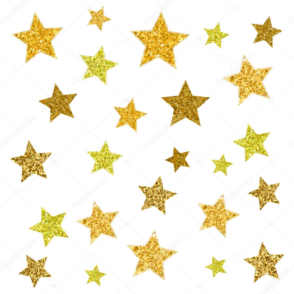 Vector Shiny, Glitter, Golden Christmas Stars. Christmas Pattern. Christmas Background. Stars Background.