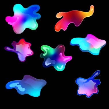 Sıvı Renkli Soyut Set. Sıvı Gradyan Elementleri. Sunum, broşür kapağı, afiş veya poster için ideal.