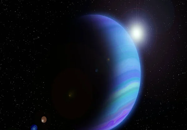 惑星海王星の半分の部分は太陽によって輝いている 無限の宇宙背景 宇宙壁紙 — ストック写真