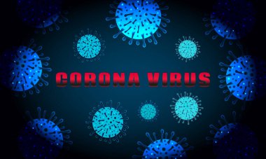 Vektör Coronavirus COVID-2019 - 2019-NCoV. Neon, flüoresan virüsü koyu bir arka planda. Ayrıntılı Vektör İllüstrasyonu.