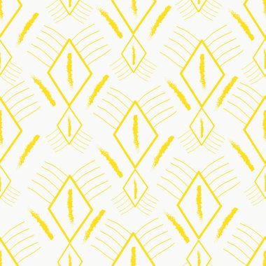 Üst tarafları çizgili sarı rombolar ve ortası çizgili vektörsüz desen..