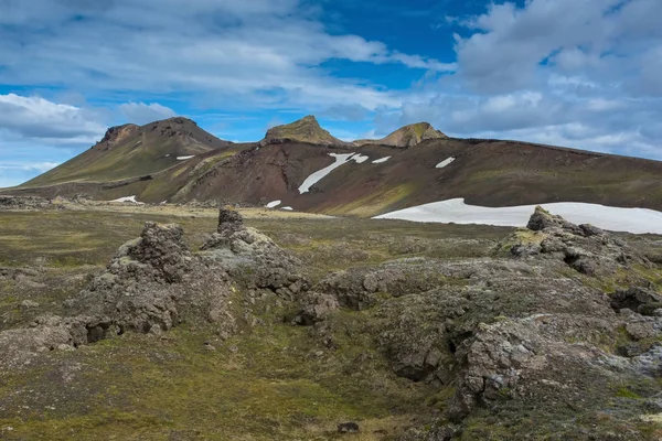 Landmannalaugar Highlands Islanda Trova Margini Del Campo Laugahraunlava Che Formato — Foto Stock