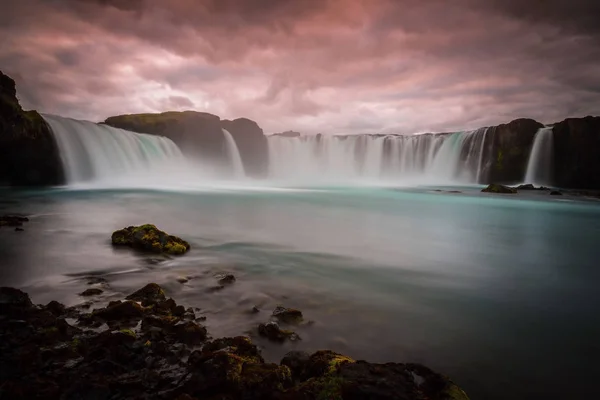 Cascada Godafoss Lugar Donde Legislador Ljsvetningagoi Hizo Del Cristianismo Religión — Foto de Stock