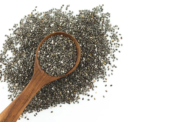 Chia Seeds Spoon White Background — Stock Photo, Image