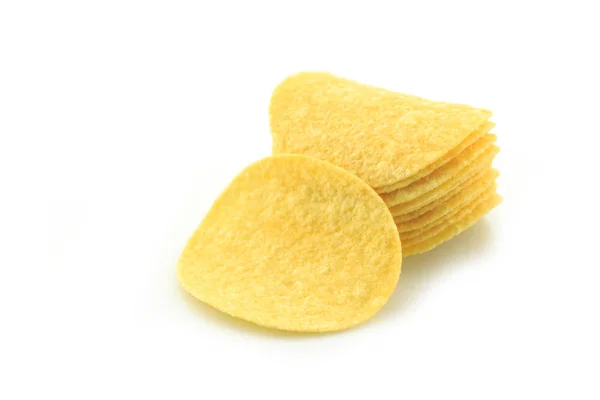 Potatis Chips Vit Bakgrund — Stockfoto