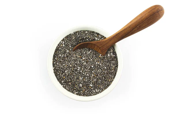 Chia Seeds Bowl White Background — Stock Photo, Image