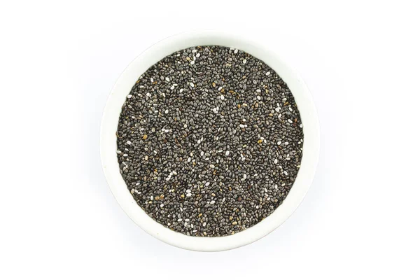 Chia Seeds Bowl White Background Stock Picture