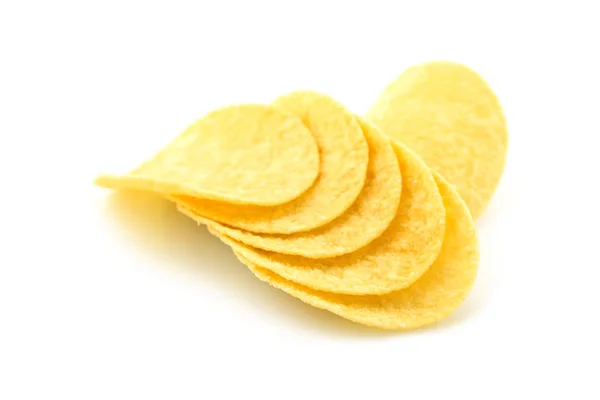 Aardappel Chips Witte Achtergrond Rechtenvrije Stockafbeeldingen