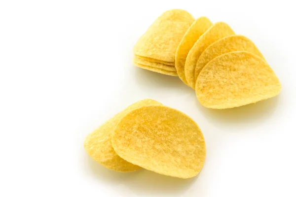 Potatis Chips Vit Bakgrund Stockbild