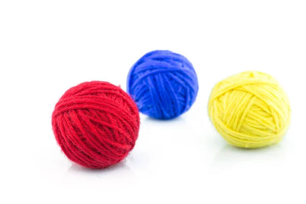 Yarn Color Red Blue Yellow White Background — Stock Photo, Image