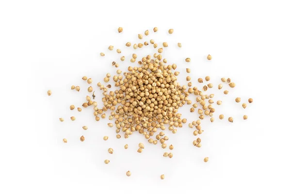 Coriander Seeds Top View White Background — Stock Photo, Image