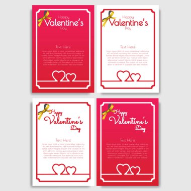 4 tebrik kartı dizaynı, romantik tebrik kartı, modern yazı dizaynı geçmişi, Retro vintage tarzı Sevgililer Günü seti kutlu olsun. Vektör İllüstrasyonu