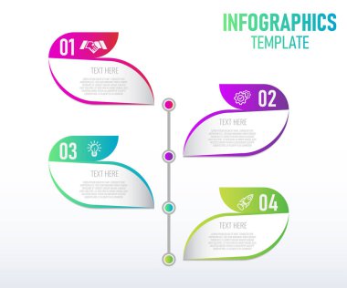 Renkli Infographics şablon tasarımı, basamaklı grah 'nın soyut elemanları. vektör illüstrasyonu.