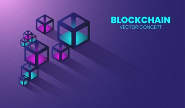 3D kutu ve izometrik konsept, dijital kristal para birimi ve elektronik siber sistemdeki yeni teknolojiyi engelle. vektör