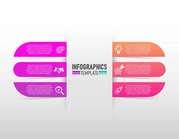 Infographics设计向量和具有6步向量的营销图标 — 图库矢量图片