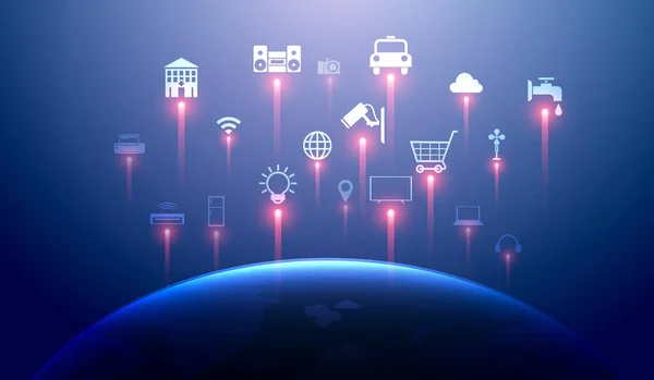 Internet Des Objets Iot Smart Home Concept Réseau Cloud Computing — Image vectorielle