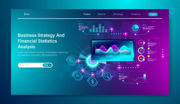 Modern Plat Ontwerp Van Business Strategie Financiële Statistieken Analyse Berekeningen — Stockvector