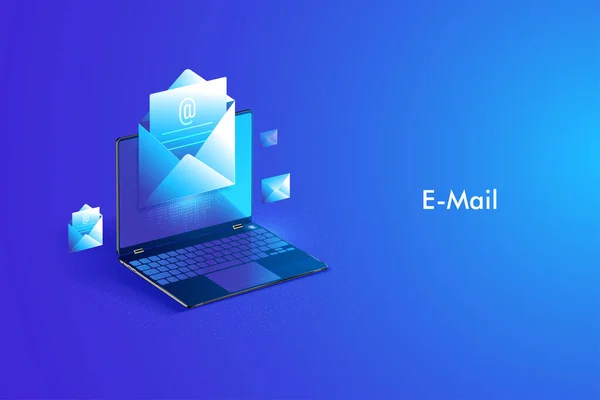 Mail Service Isometrisches Design Mail Nachricht Und Webmail Oder Mobiler — Stockvektor