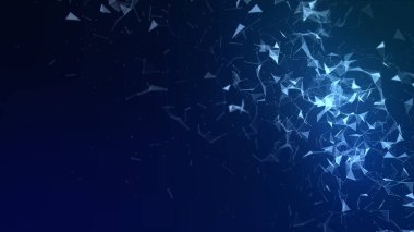 Soyut yüksek teknoloji kavramı. düşük poligon arkaplan, çizgiler ve noktalar veri bağlantısı, koyu mavi arkaplan üzerinde çokgen şekli