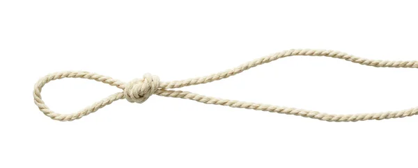 Beige cotton rope with knot and loop — Stock Photo, Image