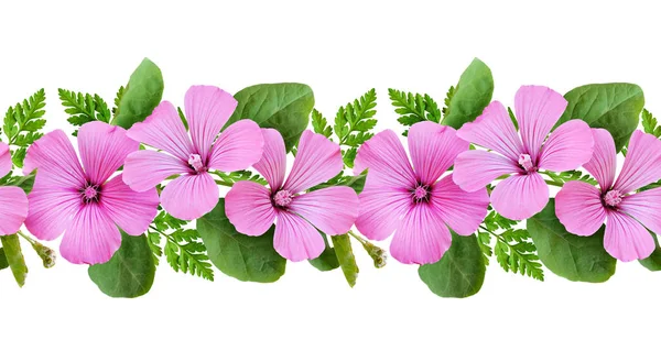 Drei rosa Blüten und grüne Blätter Strauß — Stockfoto