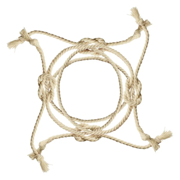 Бежева бавовняна рамка мотузки — стокове фото