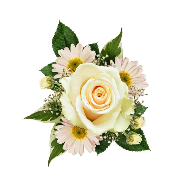 Rosa amarilla composición de flores aisladas en blanco —  Fotos de Stock