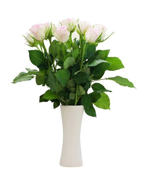 White rose flowers bouquet in a vase — Stock Photo, Image