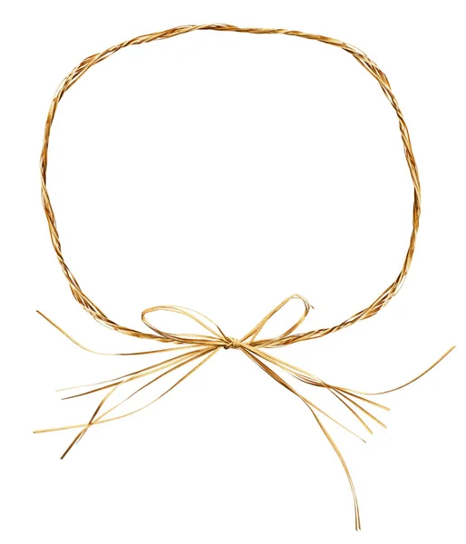 Frame with bow from raffia rope — Stock Photo, Image