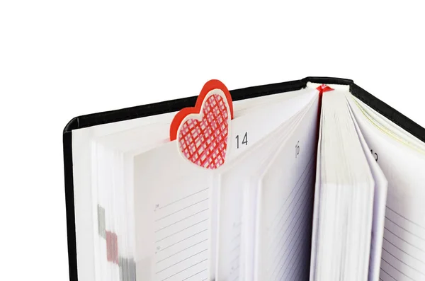 Bookmark Notebook Valentine Day Isolated White — Stock Photo, Image