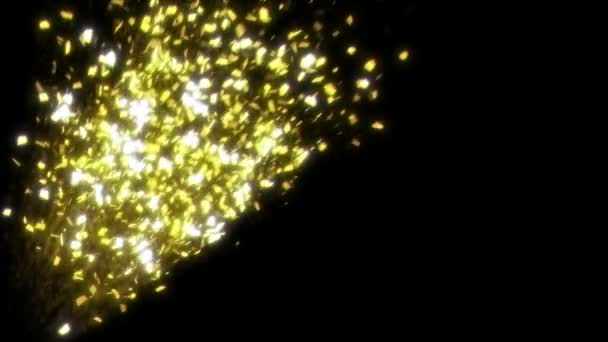 Guld konfetti Explosion - vänster Hd — Stockvideo