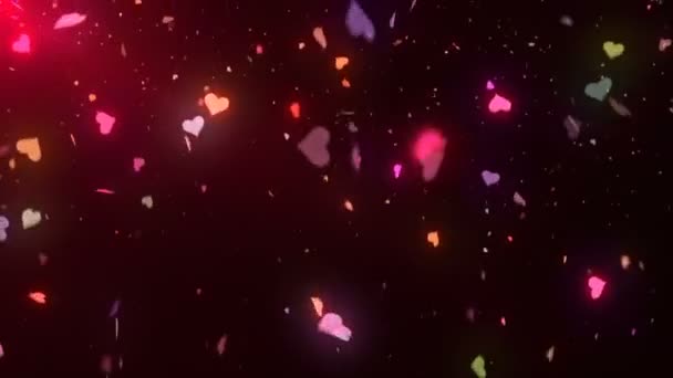 Cuore al neon Confetti 4K — Video Stock