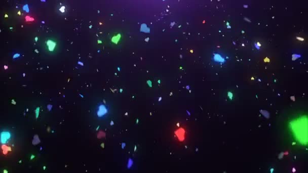 Neon Heart Confetti HD — Stock Video