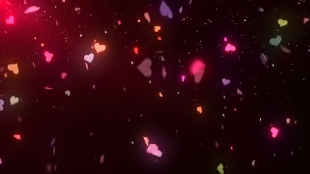 Hd de confetes de coração de néon — Vídeo de Stock